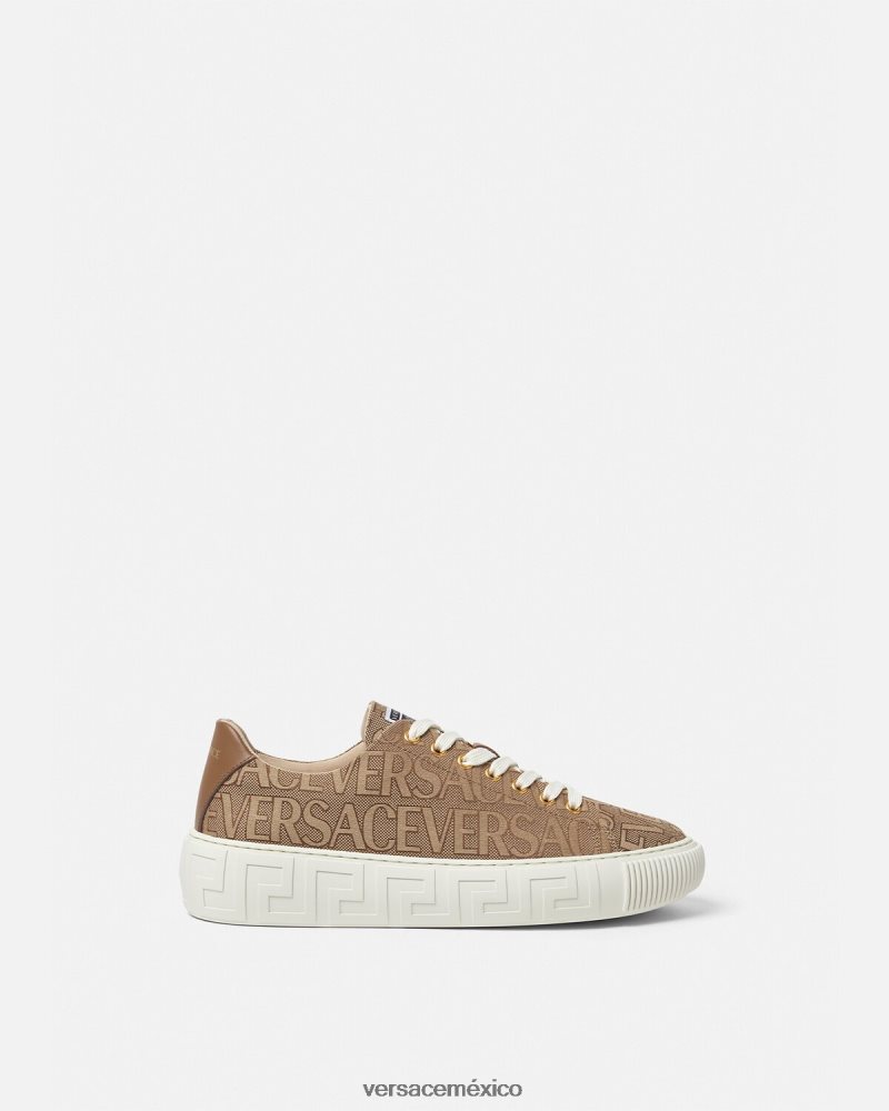 Versace zapatillas con greca en toda la prenda marrón zapato hombres 84626J1515