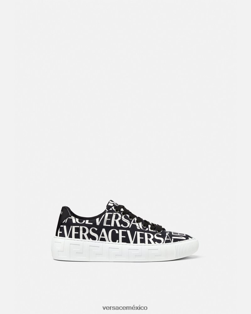 Versace zapatillas con greca en toda la prenda negro y estampado zapato hombres 84626J1550