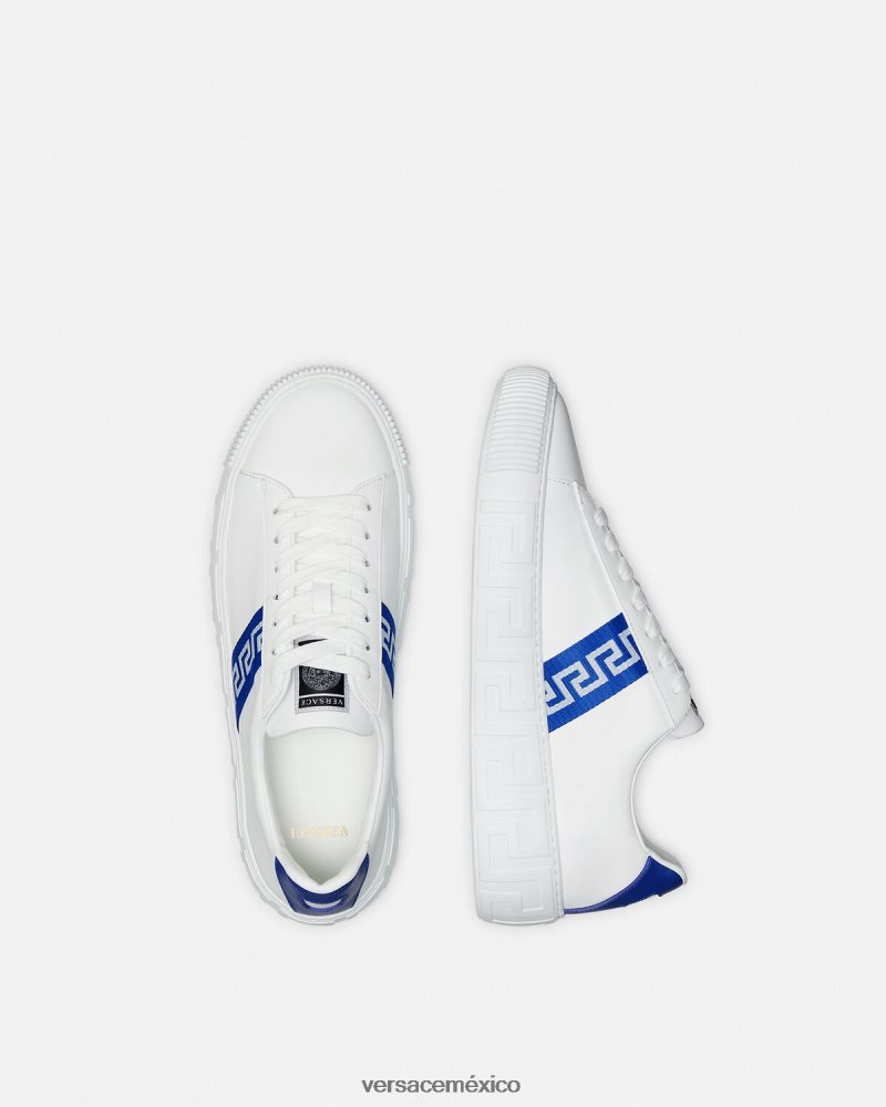 Versace zapatillas con grecas azul blanco zapato hombres 84626J1558