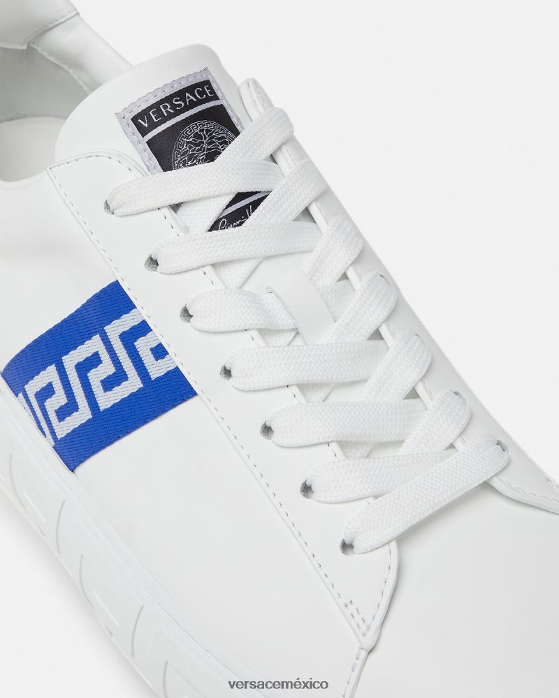 Versace zapatillas con grecas azul blanco zapato hombres 84626J1558