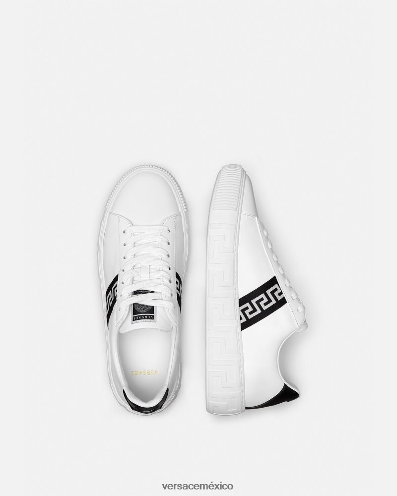 Versace zapatillas con grecas blanco negro zapato hombres 84626J1551