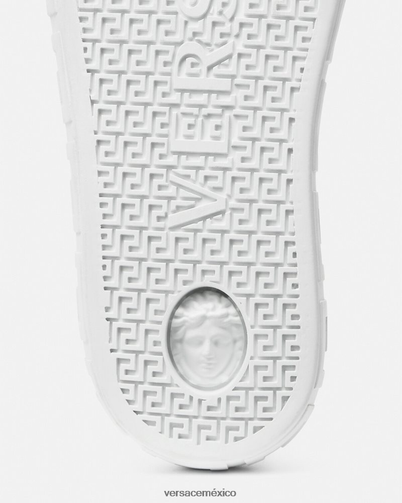 Versace zapatillas con grecas blanco negro zapato hombres 84626J1551