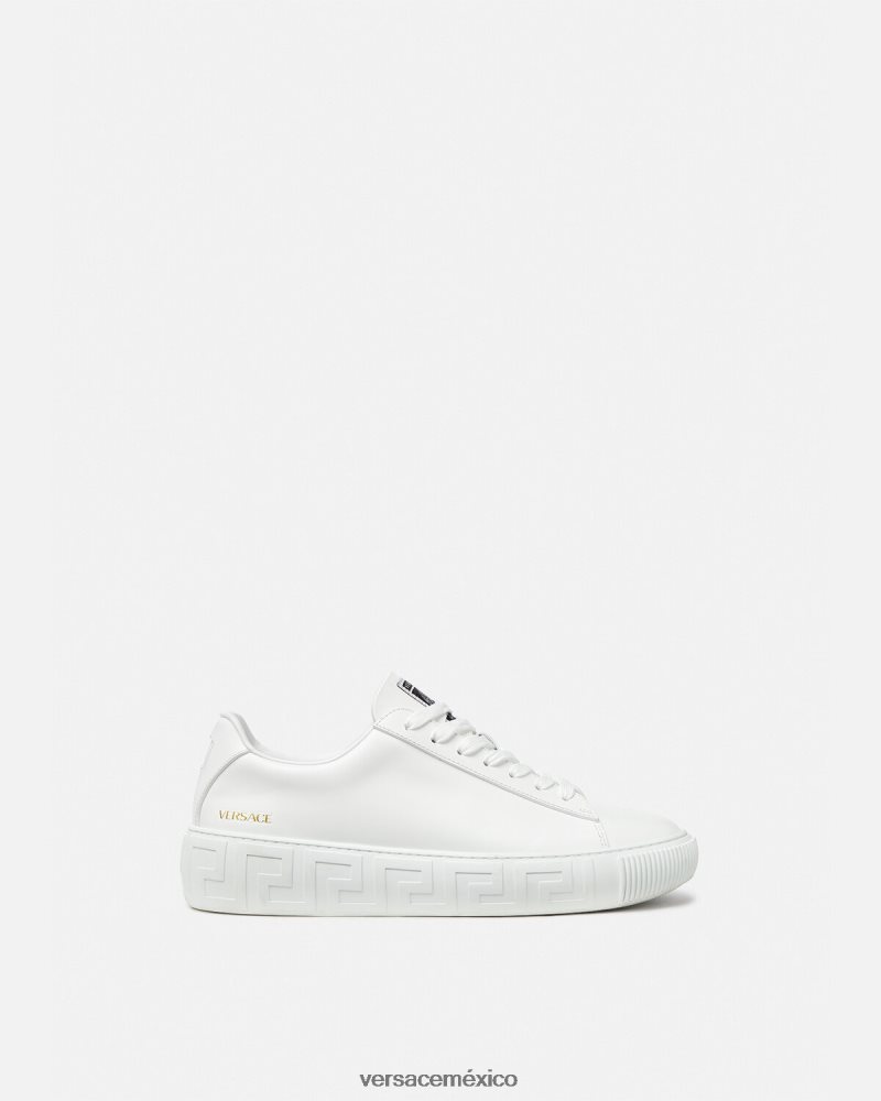 Versace zapatillas con grecas blanco zapato hombres 84626J1533