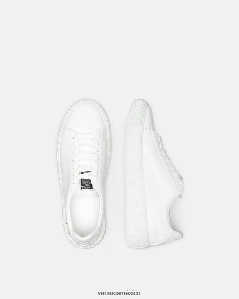 Versace zapatillas con grecas blanco zapato hombres 84626J1533