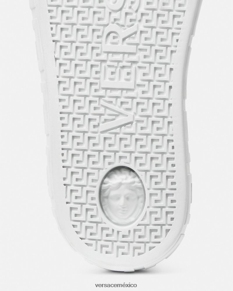 Versace zapatillas con grecas blanco zapato hombres 84626J1533