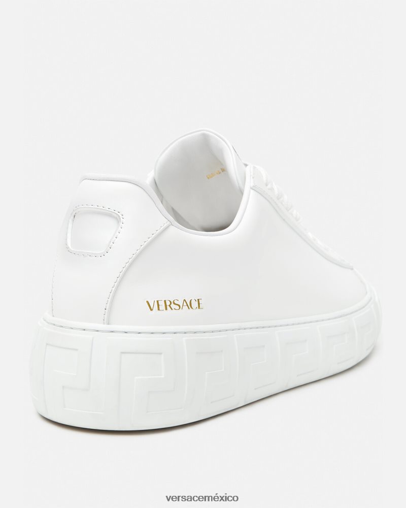 Versace zapatillas con grecas blanco zapato hombres 84626J1533