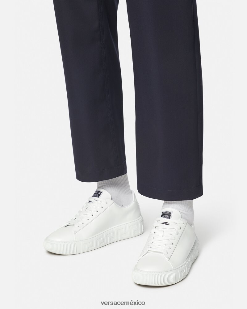 Versace zapatillas con grecas blanco zapato hombres 84626J1533