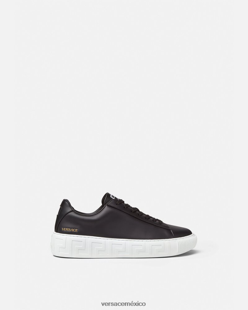 Versace zapatillas con grecas negro zapato hombres 84626J1547