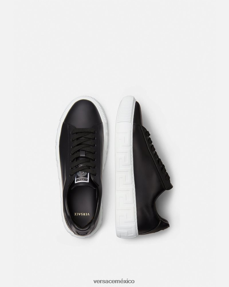 Versace zapatillas con grecas negro zapato hombres 84626J1547