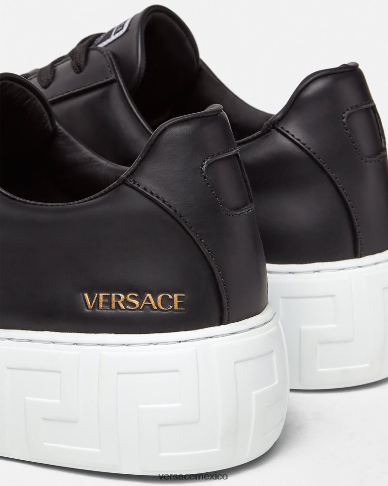 Versace zapatillas con grecas negro zapato hombres 84626J1547