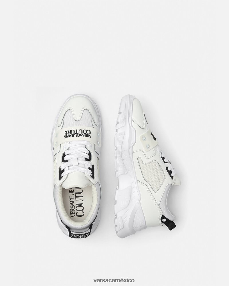 Versace zapatillas con logo speedtrack blanco zapato hombres 84626J2449