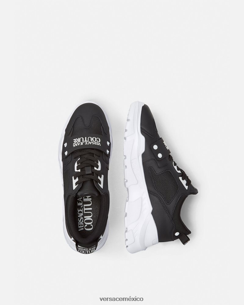 Versace zapatillas con logo speedtrack negro zapato hombres 84626J2450