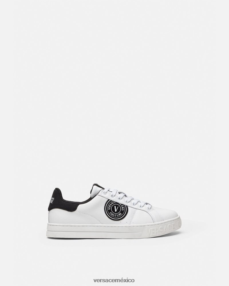 Versace zapatillas con logo y emblema en V Court 88 blanco negro zapato hombres 84626J2452