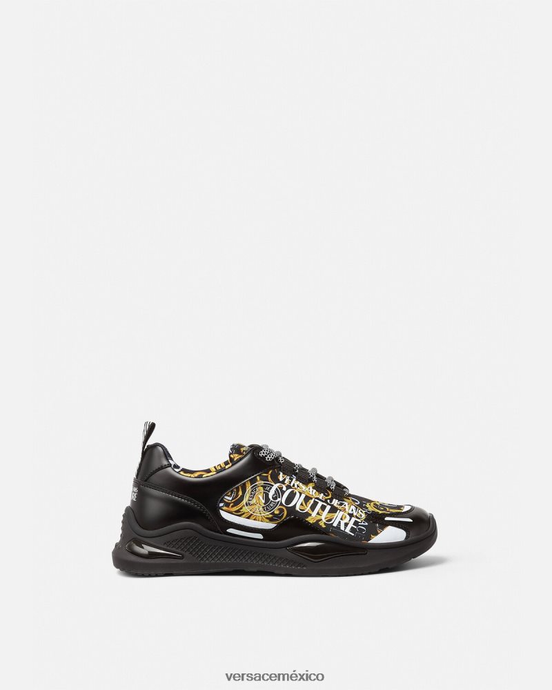 Versace zapatillas de alta costura con logo Levion oro negro zapato hombres 84626J2457