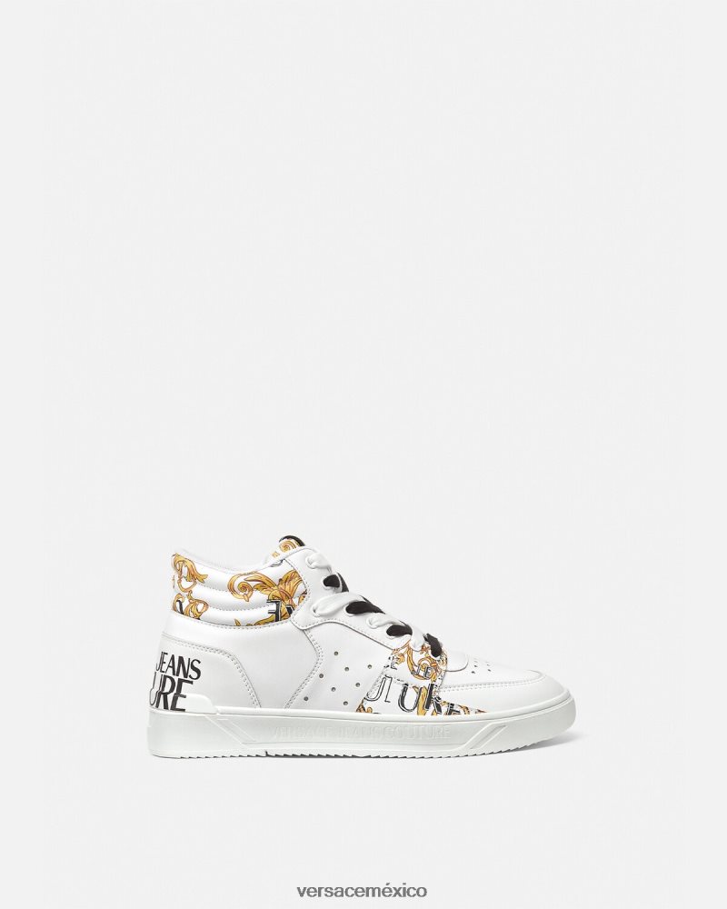 Versace zapatillas de alta costura con logo Starlight oro y blanco zapato hombres 84626J2463