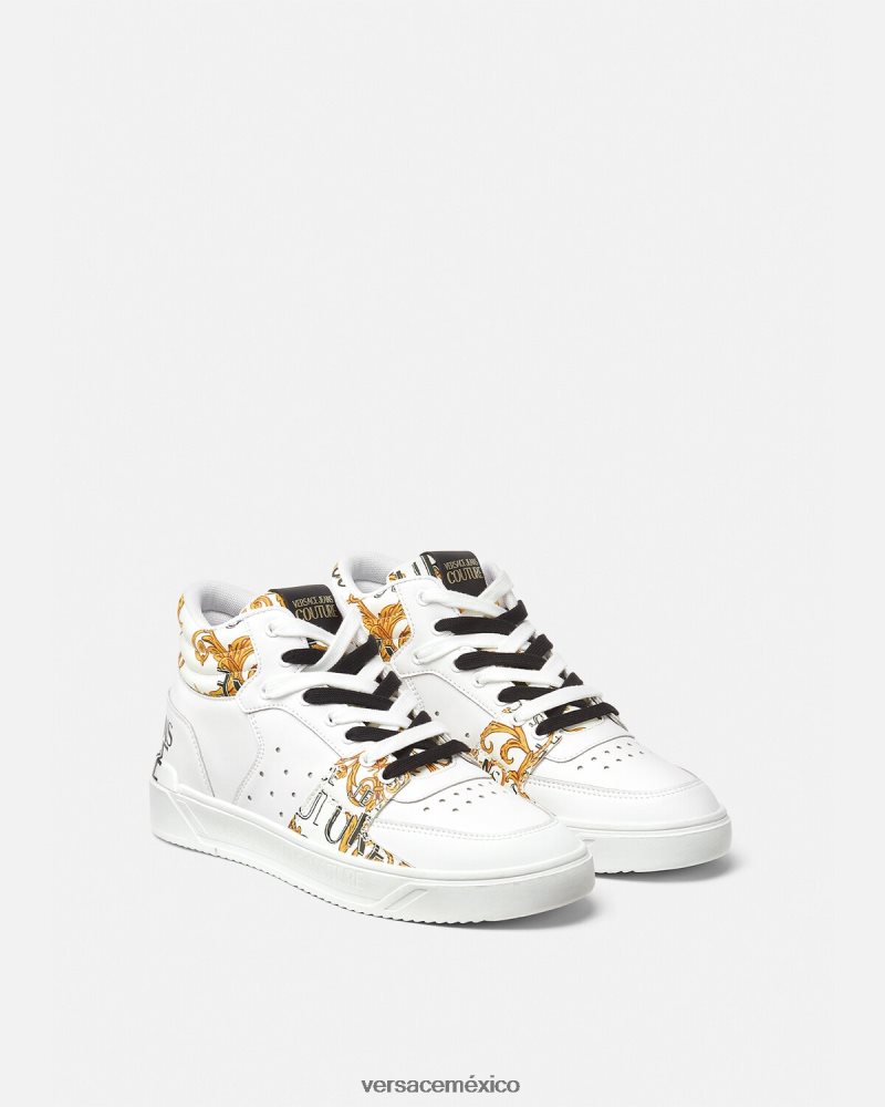 Versace zapatillas de alta costura con logo Starlight oro y blanco zapato hombres 84626J2463