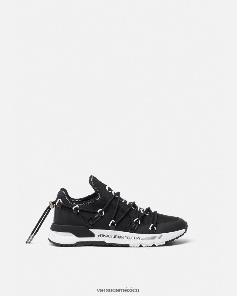 Versace zapatillas dinámicas negro y estampado zapato hombres 84626J2445