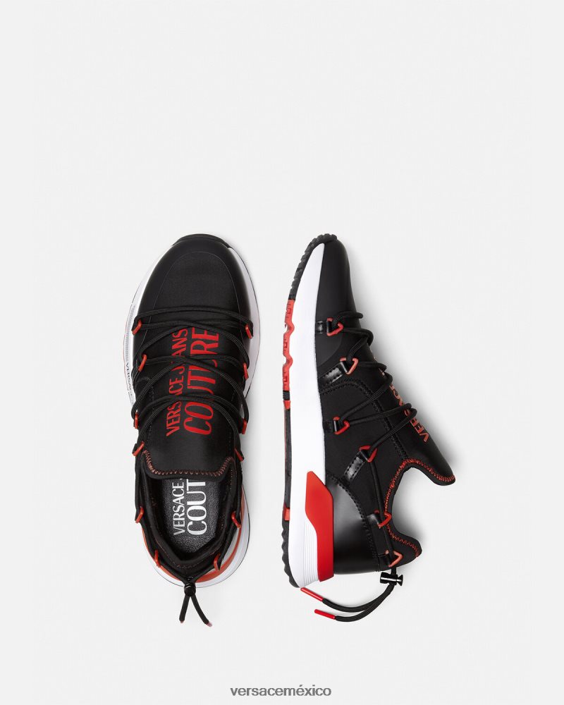 Versace zapatillas dinámicas negro y rojo zapato hombres 84626J2454