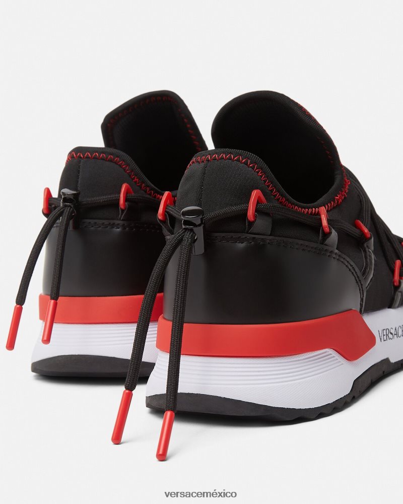 Versace zapatillas dinámicas negro y rojo zapato hombres 84626J2454