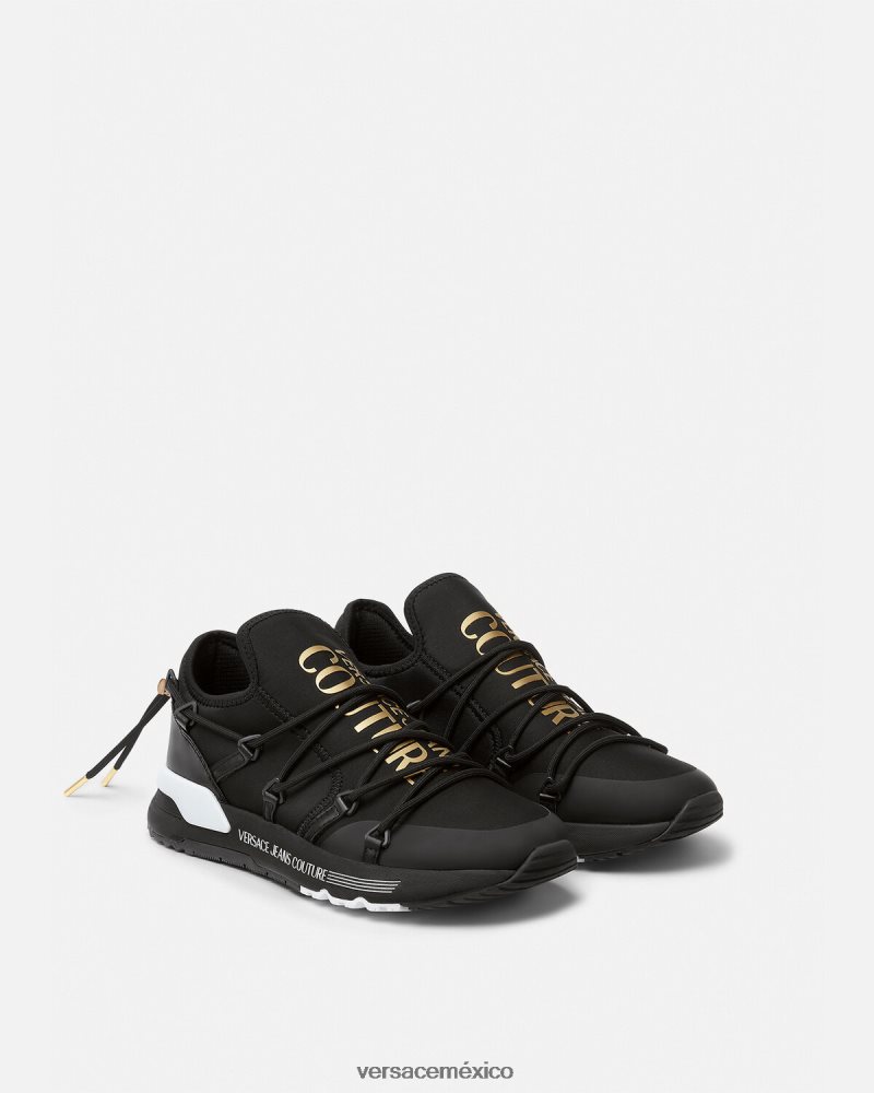 Versace zapatillas dinámicas oro negro zapato hombres 84626J2446