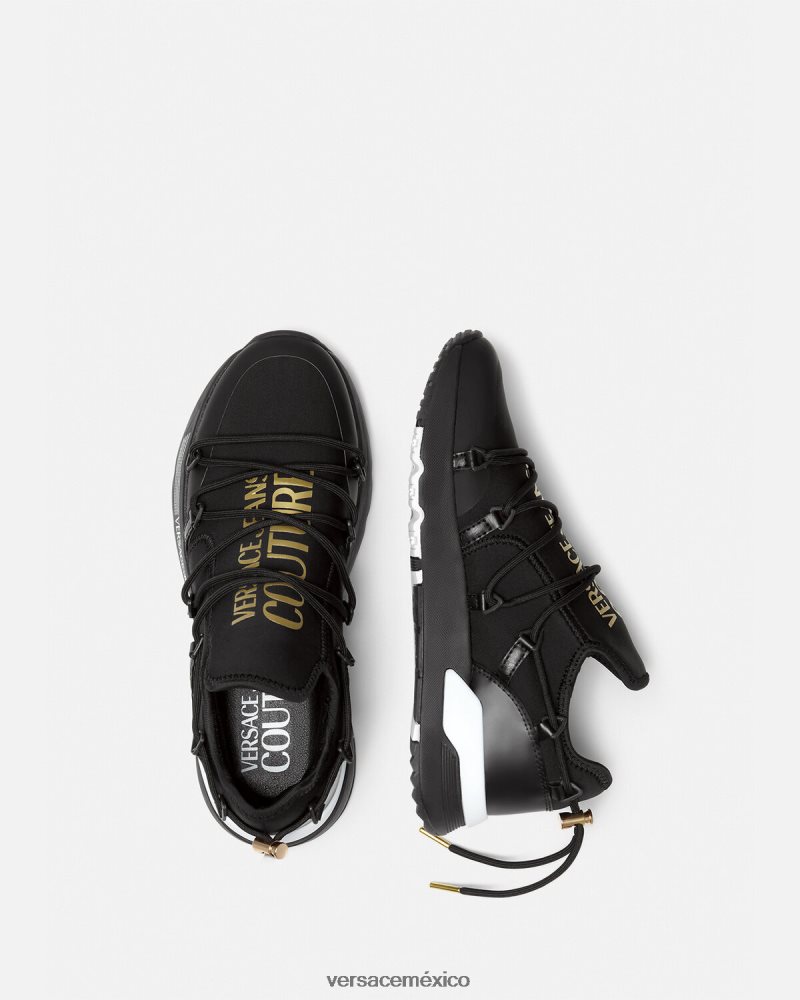 Versace zapatillas dinámicas oro negro zapato hombres 84626J2446