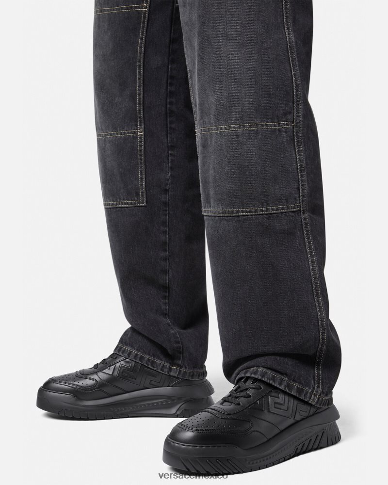 Versace zapatillas greca odissea negro zapato hombres 84626J1517