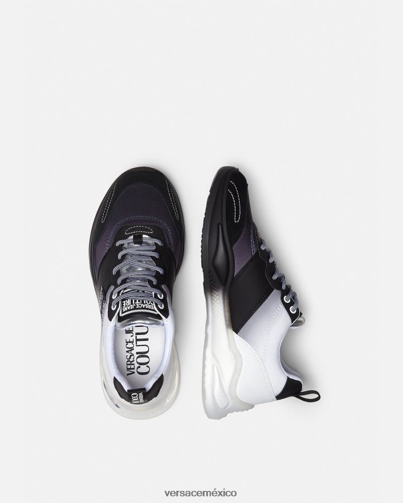 Versace zapatillas levon negro y estampado zapato hombres 84626J2455