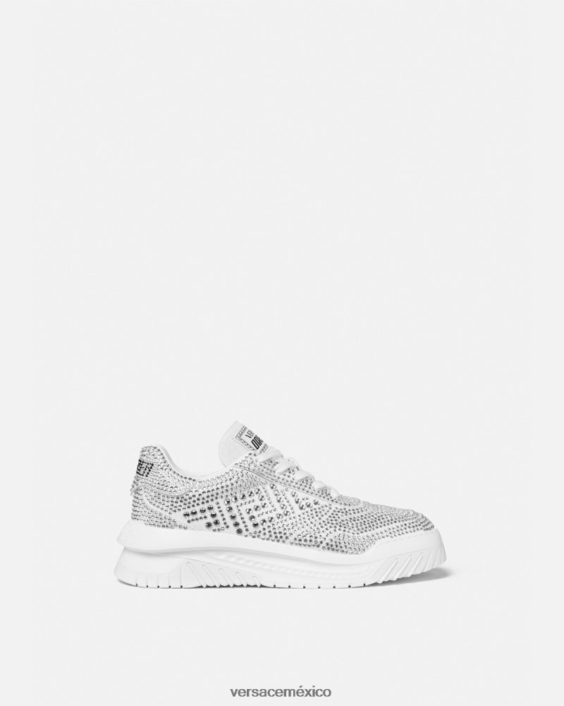 Versace zapatillas odissea con cristales blanco zapato hombres 84626J1534