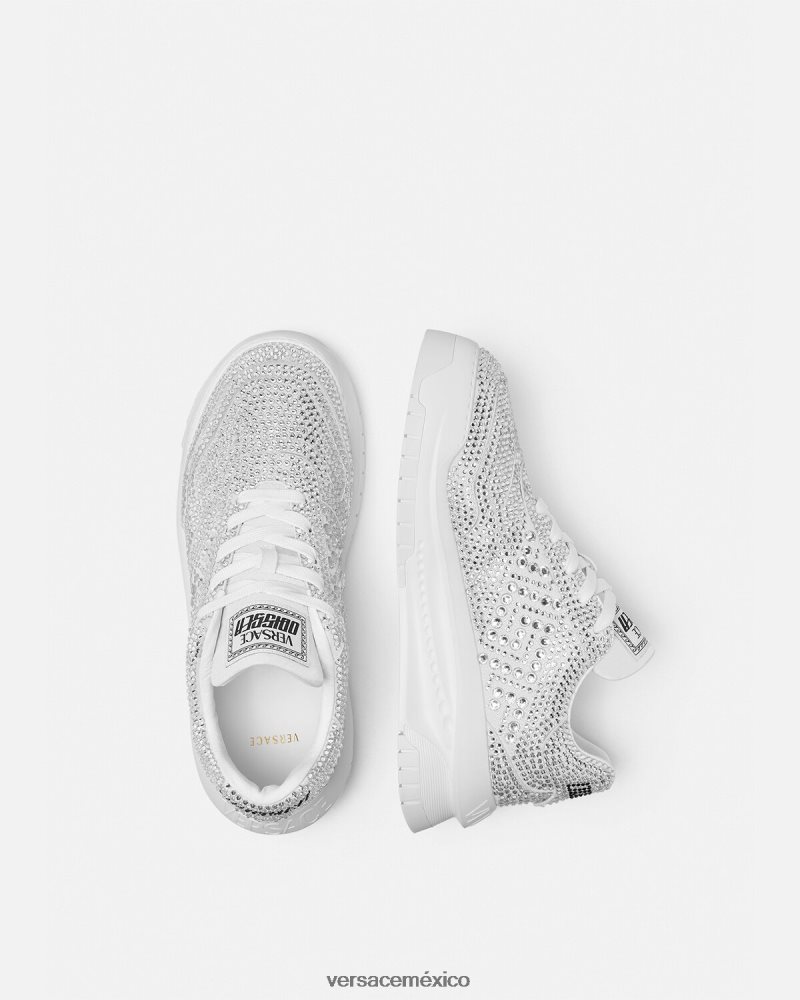 Versace zapatillas odissea con cristales blanco zapato hombres 84626J1534