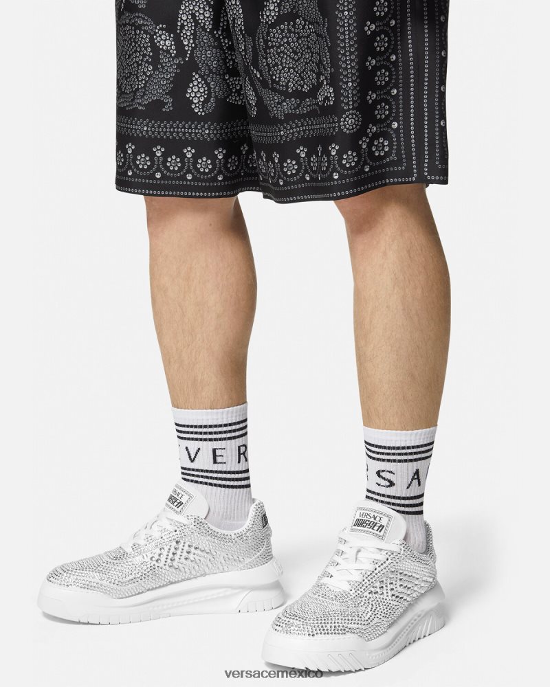 Versace zapatillas odissea con cristales blanco zapato hombres 84626J1534