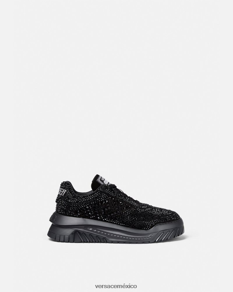 Versace zapatillas odissea con cristales negro zapato hombres 84626J1535