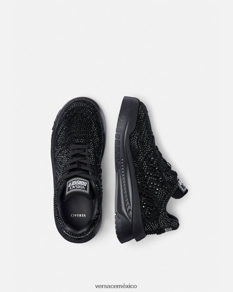 Versace zapatillas odissea con cristales negro zapato hombres 84626J1535