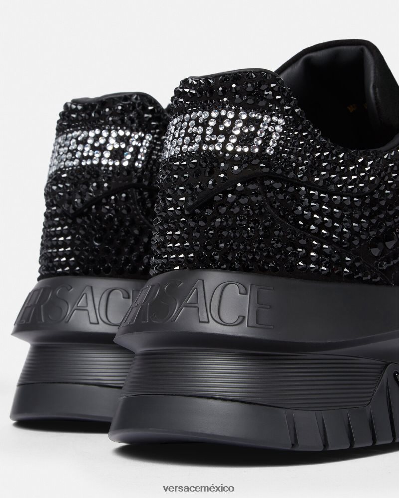 Versace zapatillas odissea con cristales negro zapato hombres 84626J1535