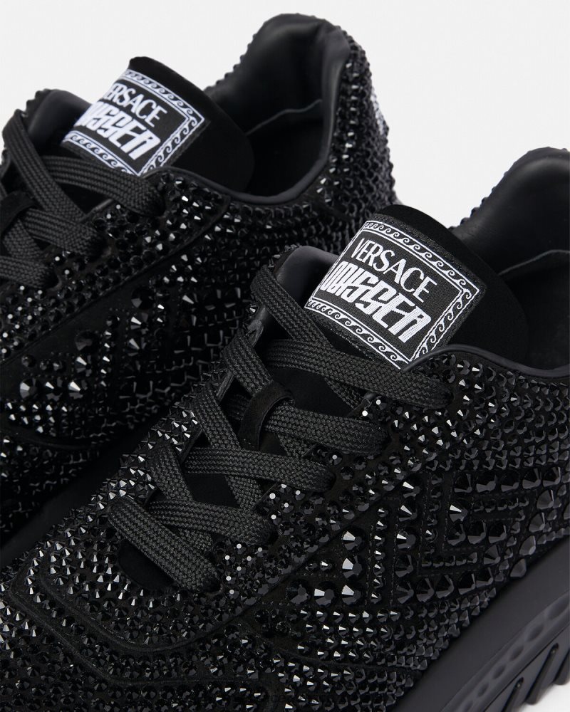 Versace zapatillas odissea con cristales negro zapato hombres 84626J1535