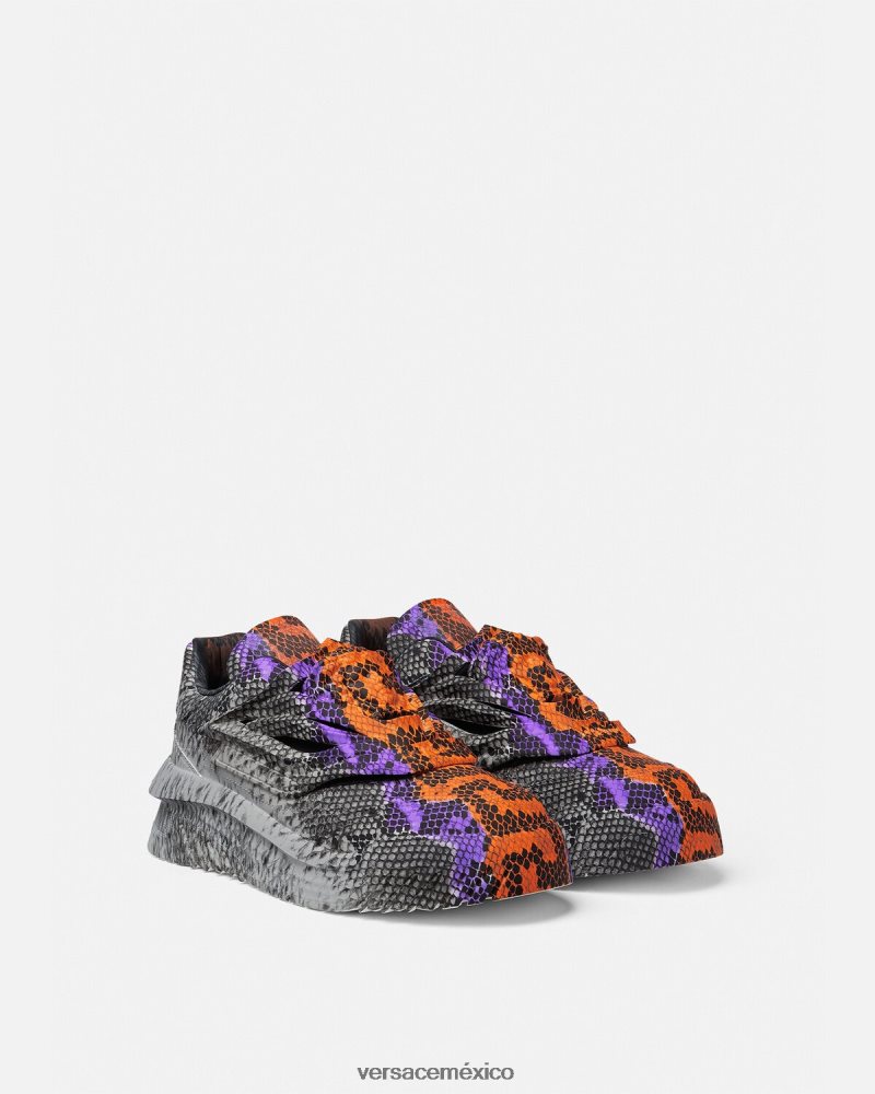 Versace zapatillas odissea de pitón con estampado Greca imprimir zapato hombres 84626J1539