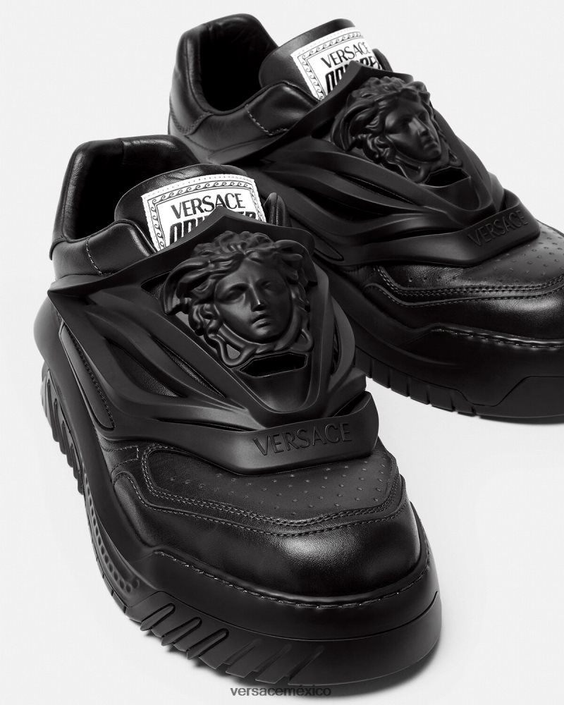 Versace zapatillas odissea negro zapato hombres 84626J1519
