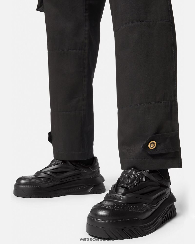Versace zapatillas odissea negro zapato hombres 84626J1519
