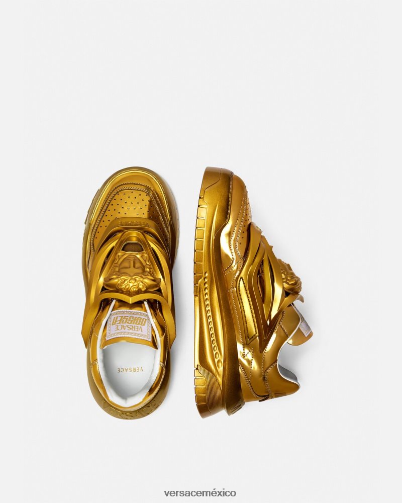 Versace zapatillas odissea oro zapato hombres 84626J1521