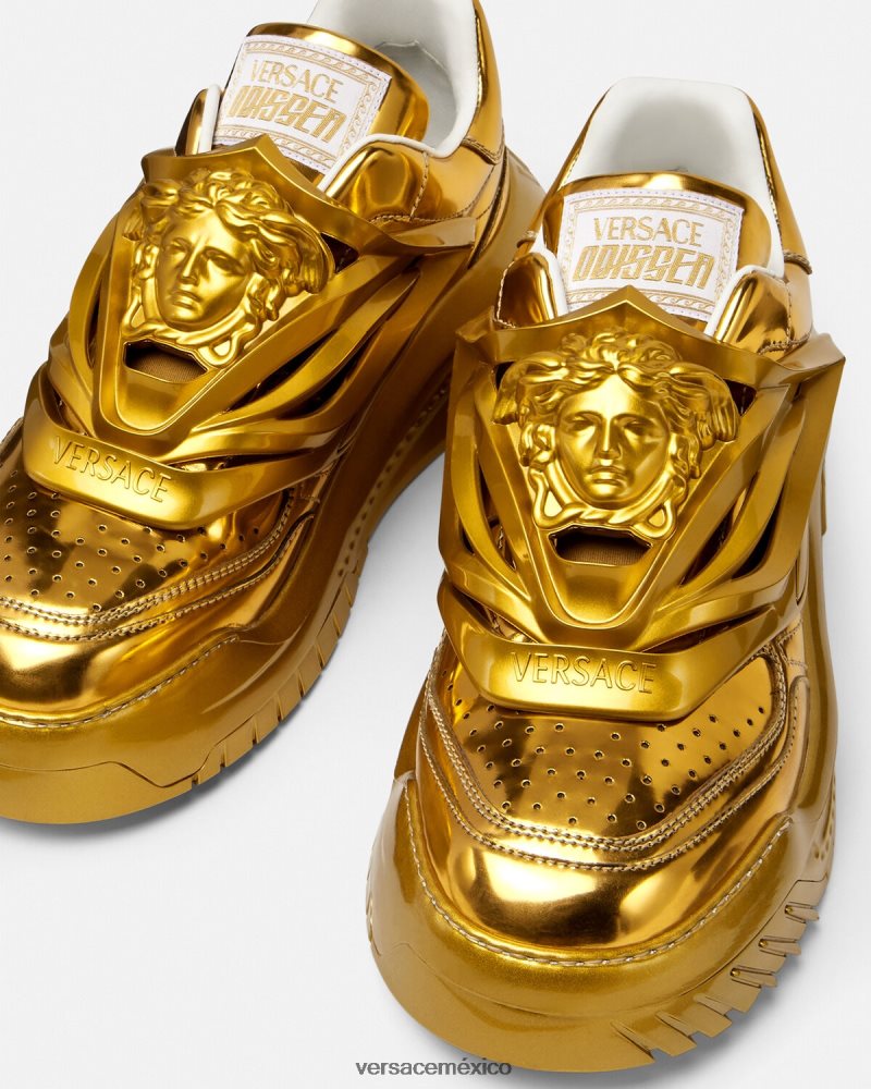 Versace zapatillas odissea oro zapato hombres 84626J1521