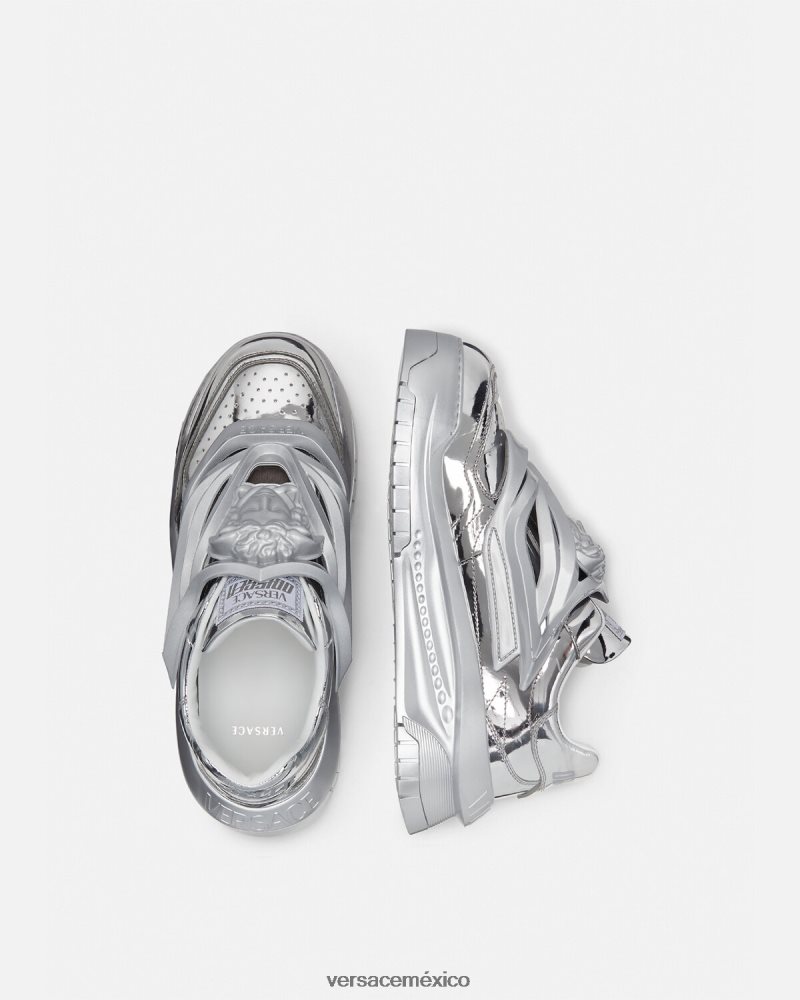 Versace zapatillas odissea plata zapato hombres 84626J1524