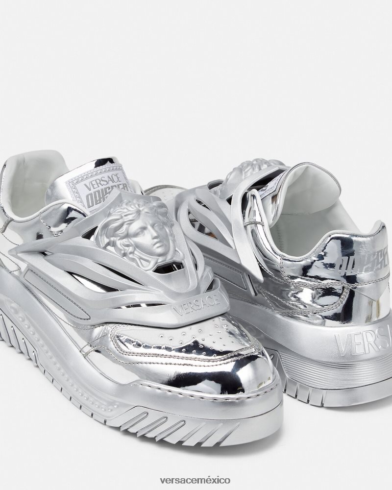Versace zapatillas odissea plata zapato hombres 84626J1524
