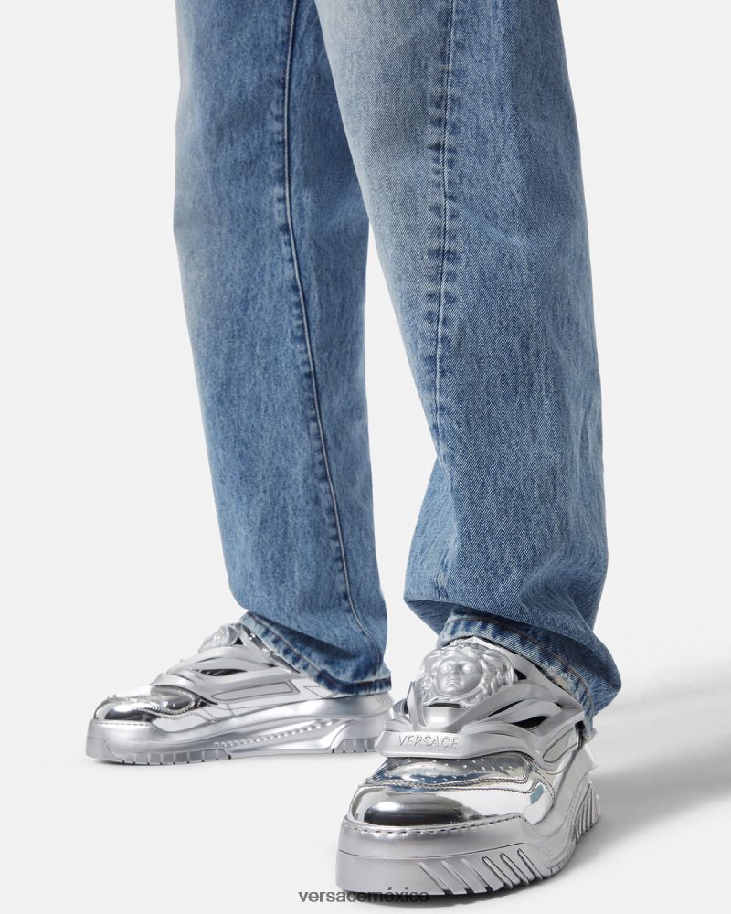 Versace zapatillas odissea plata zapato hombres 84626J1524