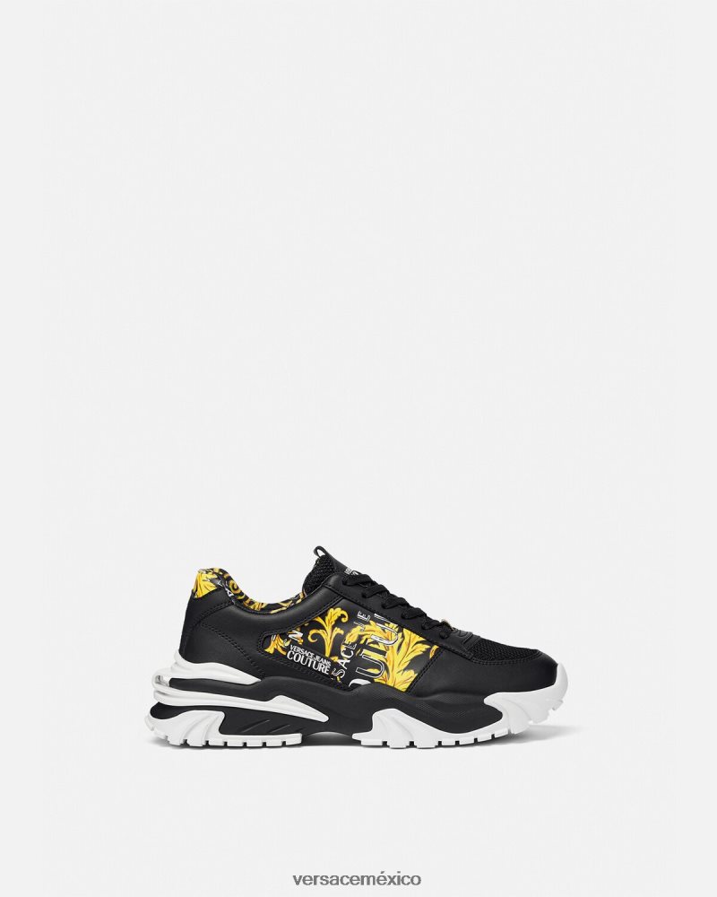 Versace zapatillas trail trek de alta costura con logo oro negro zapato hombres 84626J2466