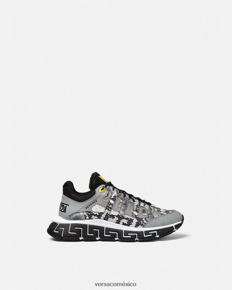 Versace zapatillas trigreca con estampado de pitón negro y estampado zapato hombres 84626J1543