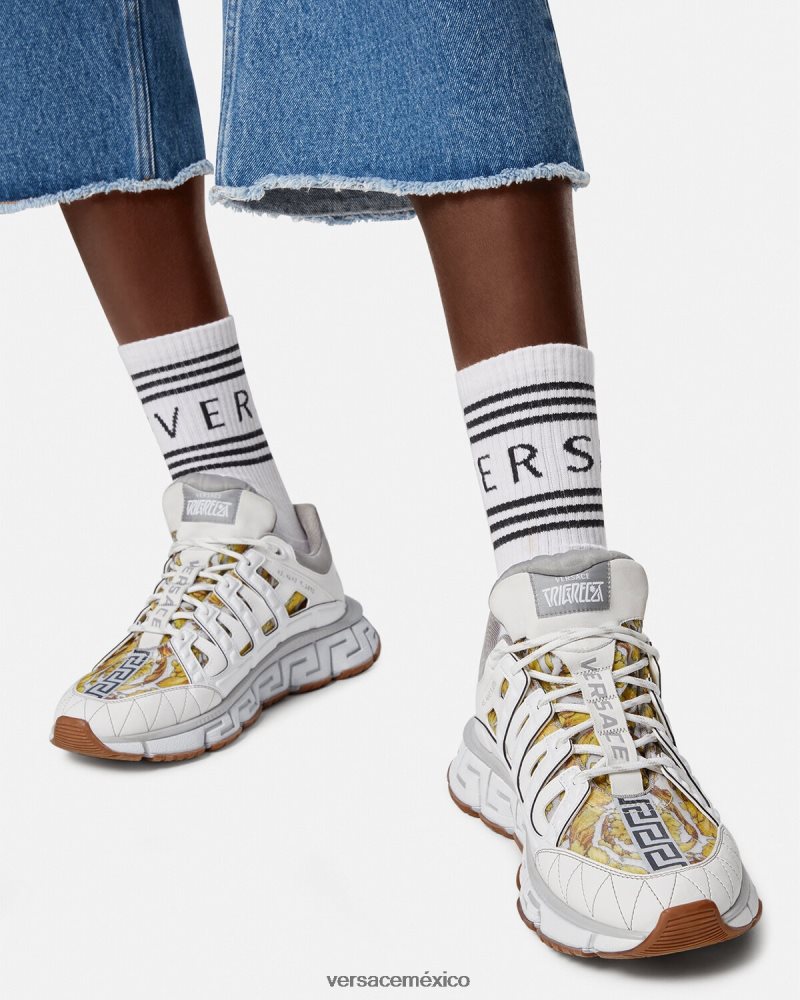 Versace zapatillas trigrecas blanco zapato hombres 84626J1532