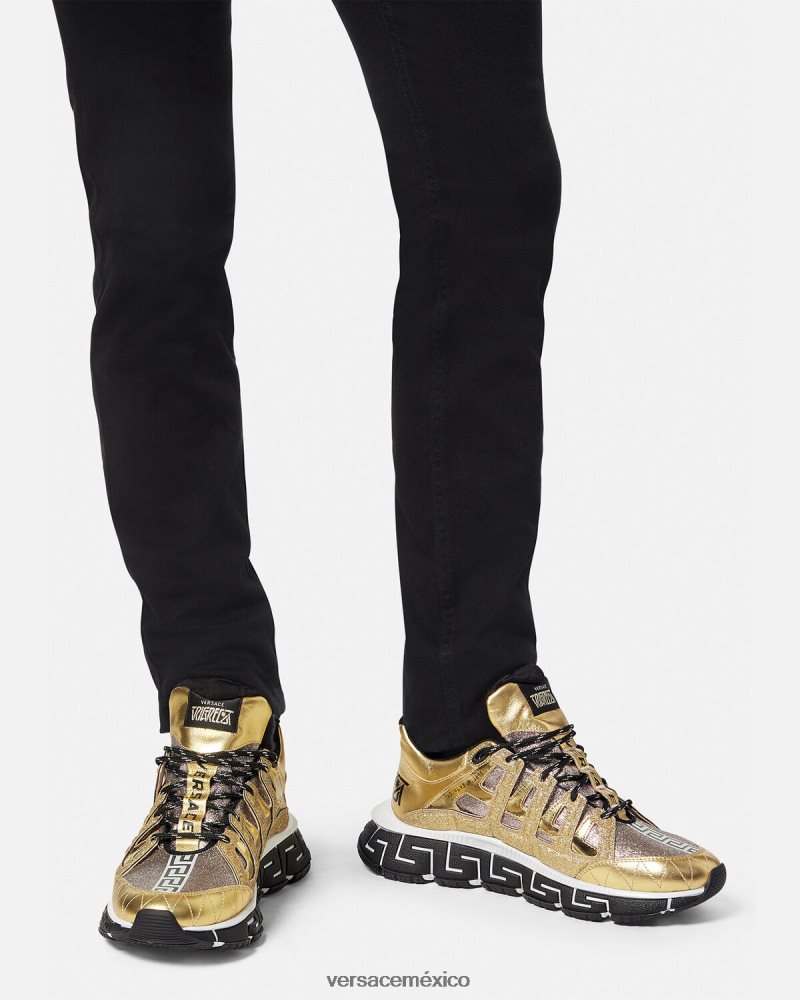 Versace zapatillas trigrecas oro zapato hombres 84626J1531