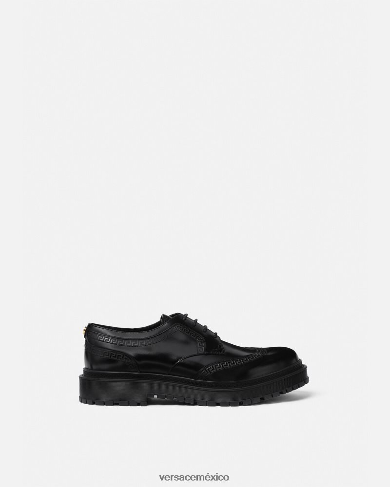 Versace zapatos derby con greca negro zapato hombres 84626J1559