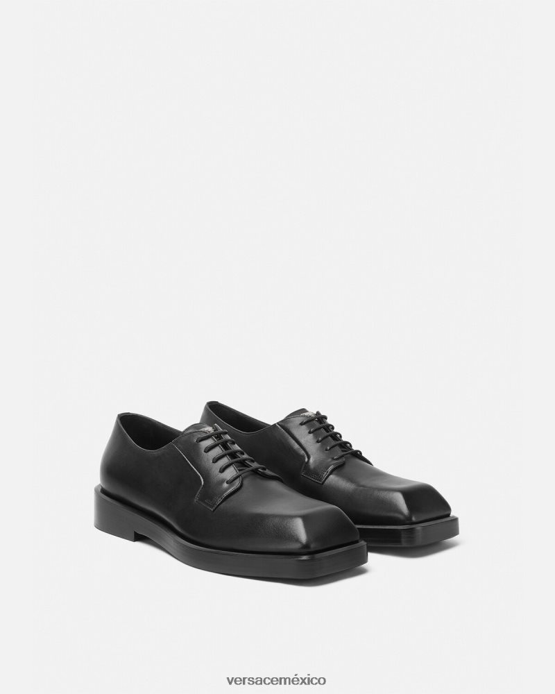Versace zapatos derby cuadrados negro zapato hombres 84626J1561