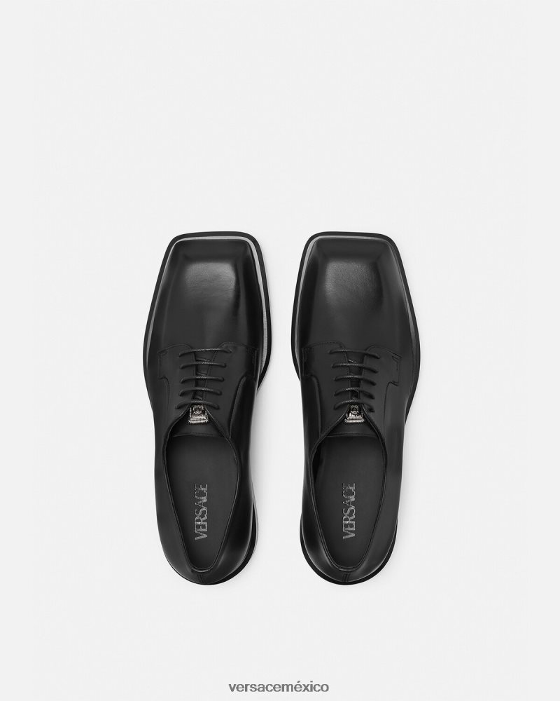 Versace zapatos derby cuadrados negro zapato hombres 84626J1561