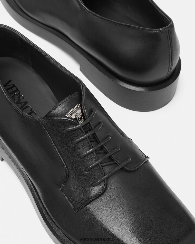 Versace zapatos derby cuadrados negro zapato hombres 84626J1561